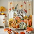 thumbnail image 3 of Shower Curtain 72"W x 72"L Autumn Thanksgiving Pumpkin Cat Sunflower Fabric Shower Curtains Set with Hooks Water Repellent Bathroom Curtains Machine Washable Bathroom Accessories, 3 of 6