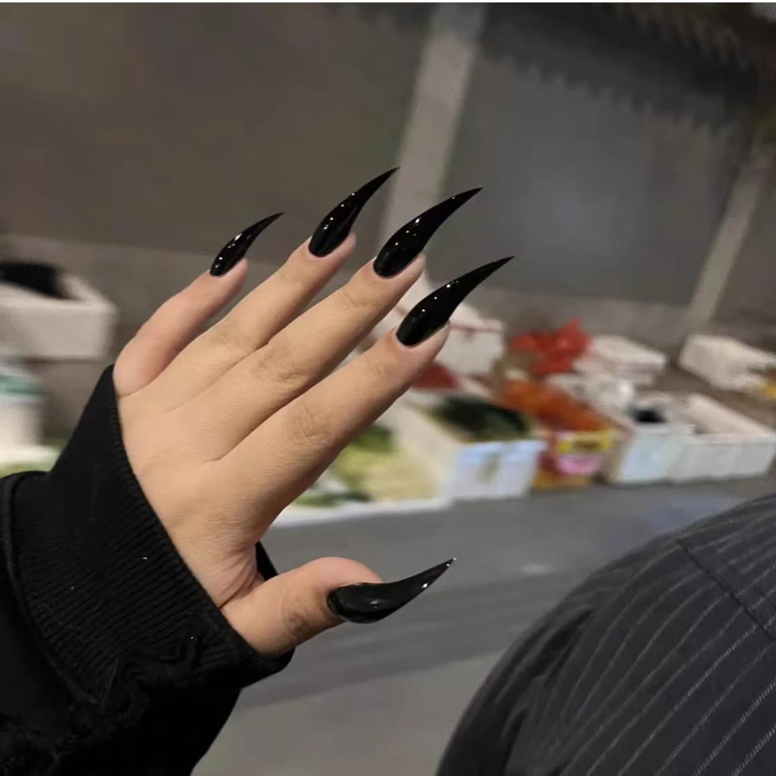 Halloween Press Claw on Nails  Long Short Medium Curved Stiletto Handmade Gothic Design Horror Vampire False Nails Dragon Cat Claw Press on Nails Glossy Glue on Nail Thick Acrylic False Nails