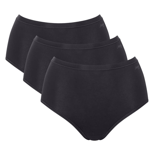 Sloggi Calzoncillos de cintura alta para mujer, pack de 3 - GO Daily Cotton Highwaist 3P, pantalones, algodón elástico Negro XL (X-Large)