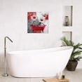 thumbnail image 2 of Farmhouse Red Floral Wall Art for Living Room Daisy Flower in Bathtub and Butterfly Pictures Wall Decor Grey and White Abstract Geometric Canvas Wall Art for Bathroom Home Decor,12L X 12W Inches, 2 of 6