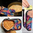 thumbnail image 5 of Yayeee Oven Mitts and Pot Holder Set of 4 Heat Resistant Kitchen Gloves Baking Hot Pad, Colorful Art Leaves Pattern, 5 of 5