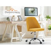 MCQ Office Desk Chair,Armless Office Chair,Modern Adjustable Rolling Vanity Swivel Seating with Wheels for Home, Bedrooms, Study, Student, Adults,Yellow