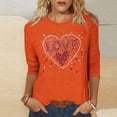 thumbnail image 2 of DDAPJ pyju Valentines Day Shirts for Women Fashion Heart Graphic Print T-Shirts Loose 3/4 Sleeves Casual Crew Neck Tee Tops Orange M, 2 of 5