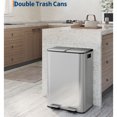thumbnail image 2 of Premium Stainless Steel Dual Compartment Trash Can - 30L/40L Step-on Kitchen Garbage Bin w/Removable Inner Buckets (Silver/Black/Grey), 2 of 6