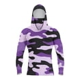 thumbnail image 2 of Domuza Mens Upf 50 Sun Protection Hoodie Shirts Long Sleeve Camouflage Color T-Shirts Summer 2026 Outdoor Running Hiking Rash Guard Top with Mask Light Purple L, 2 of 4