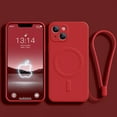 thumbnail image 1 of Silicone Wrist Lanyard For Magsafe Magnetic Case For iPhone 16 15 14 Plus 13 12 11 Pro Plus XS Max X XR Wireless Charge Cover RD For iPhone 15 Plus, 1 of 6