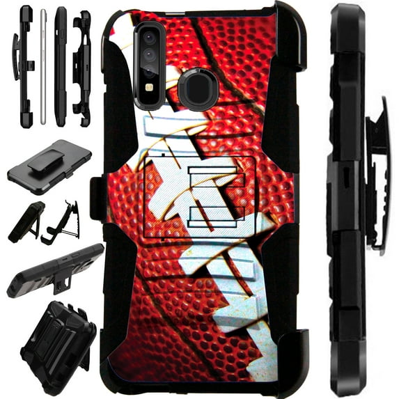 Compatible Samsung Galaxy Note 10 Case Armor Hybrid Phone Cover LuxGuard Holster (Football)