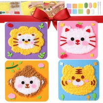 DIY Embroidery Doll Set,Punch Needle Kits,Creative Wool Craft Kit For Kids, DIY Cartoon Animal Felt Craft Kit,Sewing Wool Animals Sewing Craft Kit Felt Sewing Craft Sewing Kit,Easy Sewing Kit