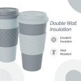 thumbnail image 3 of Copco Acadia Taza de viaje con tapa de 16 oz, juego de 2 vasos aislados de doble pared, funda antideslizante y sin BPA, apta para microondas y lavavajillas, taza de café de viaje de plástico reutiliza, 3 of 5