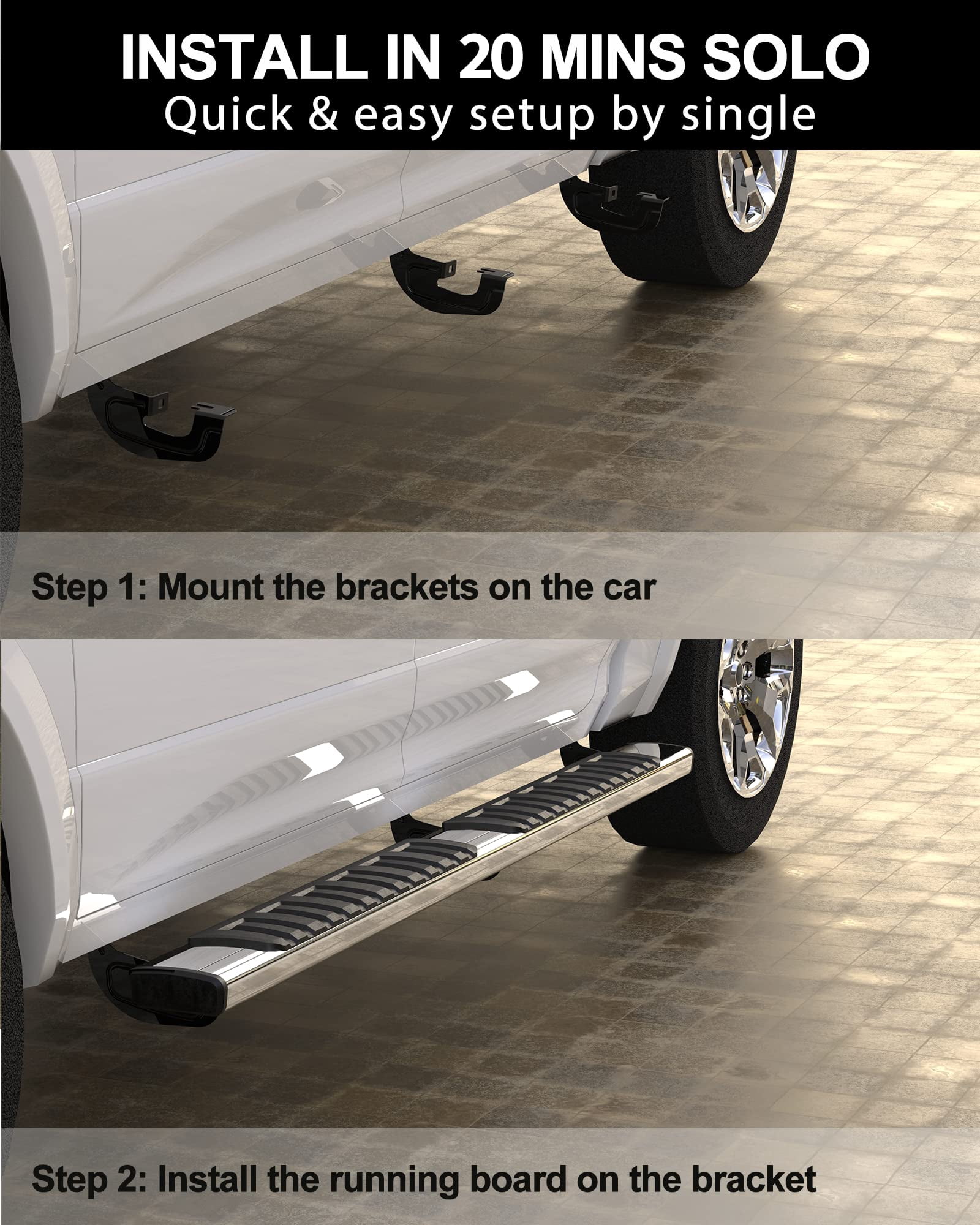 AOILE 6.3 Inch Running Boards – Aluminum Side Steps Nerf Bars for Toyota Tacoma Double Cab (2005-2025)