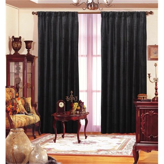 Black Velvet Window Theater Curtain Drape - 84 in.