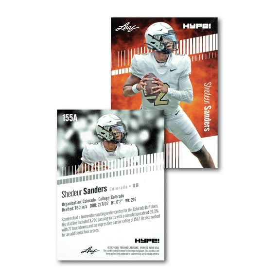 Mint Shedeur Sanders 2024 Leaf Hype #155A Limited Edition Rookie Card