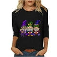thumbnail image 2 of Mardi Gras Womens Top Plus Size Crew Neck Funny Graphic Blouse Trendy Carnival 3/4 Sleeve Holiday Shirts Casual Party Tunic Fat Tuesday Sweatshirts, 2 of 7