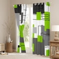 thumbnail image 3 of Lime Green Gray Geometric 30%-50% Blackout Curtains 42"Wx84"L Black Grey White Geometry Square Window Curtains Bedroom Abstract Striped Window Curtains Simple Lines Window Treatments 2 Panels, 3 of 6