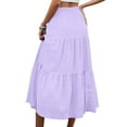 thumbnail image 6 of Fnooota Womens Maxi Skirts with Pockets, Tiered A-line High-waisted Vacation Long Skirts for Women Purple Size 2XL, 6 of 6