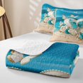 thumbnail image 4 of spefrowx Elegant Teal Rose Heart Quilt King for Women, Butterfly Beach Floral King Coverlet Set, 3-Piece, 4 of 7