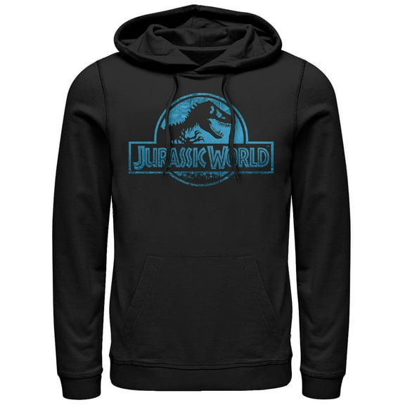 Men's Jurassic World Water Ripple Logo Pull Over Hoodie Black 2X Large