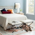 thumbnail image 2 of Linon Anna Campaign Accent Stool Black Metal Legs with Rope Detail in Cream, 2 of 13