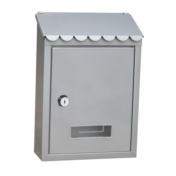 Buzón de metal resistente a la oxidación para correo postal de 8 x 2,6 x 12 pulgadas con cerradura para montaje en pared Plata