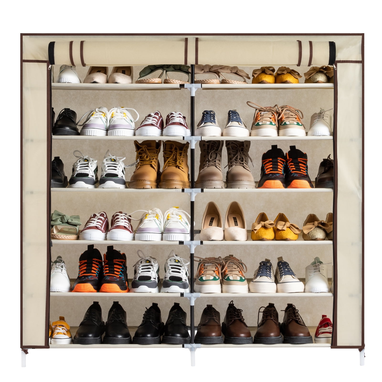 Keenstone 7-Tier Shoe Rack,18 Pairs Shoes Shelf Storage Organizer for Shoe Boots Stackable Cabinet ,Black, Size: 35 Large x 11 W x 43 H
