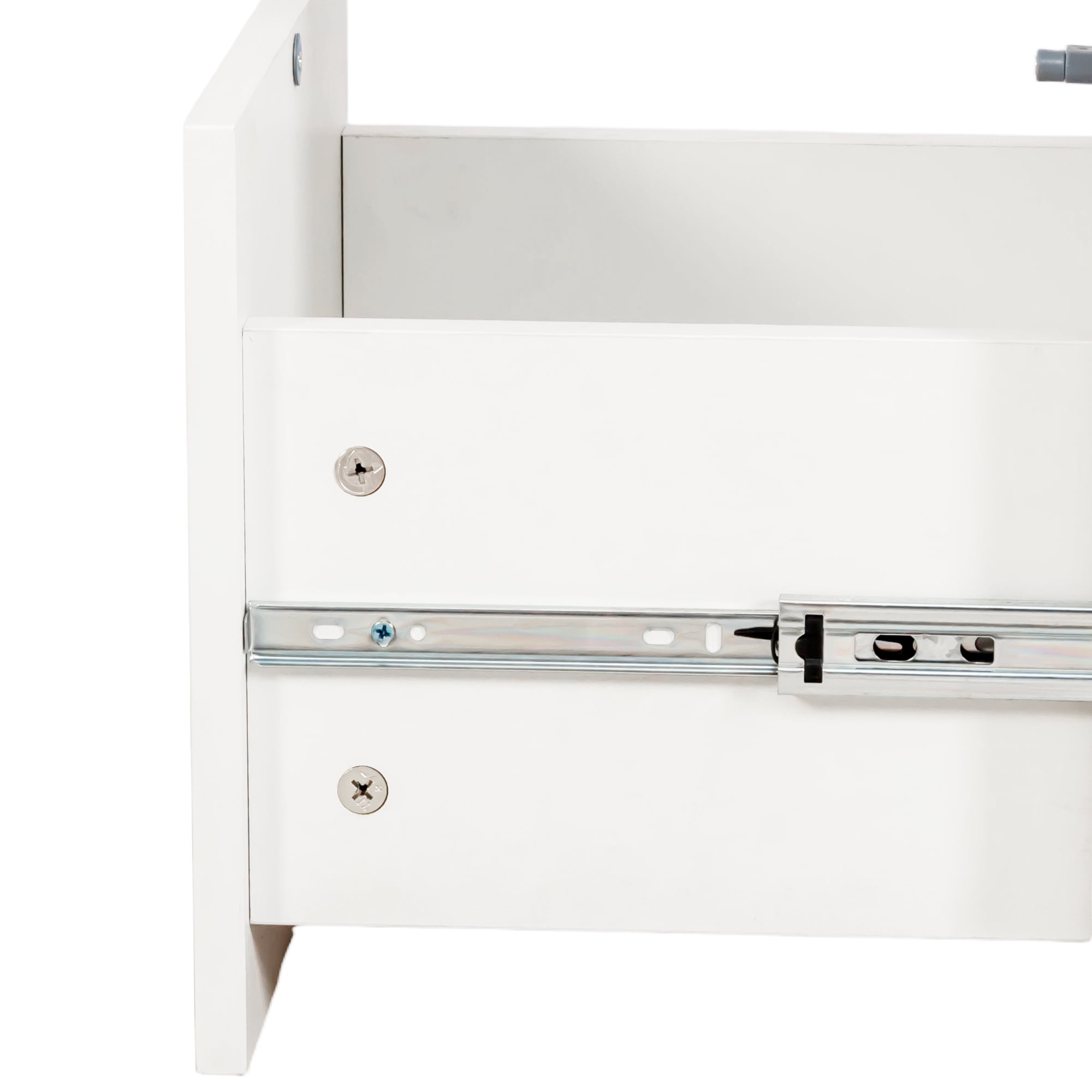 Tall Bathroom Storage Cabinet Narrow Unit with 2 Drawers Glass Door, White