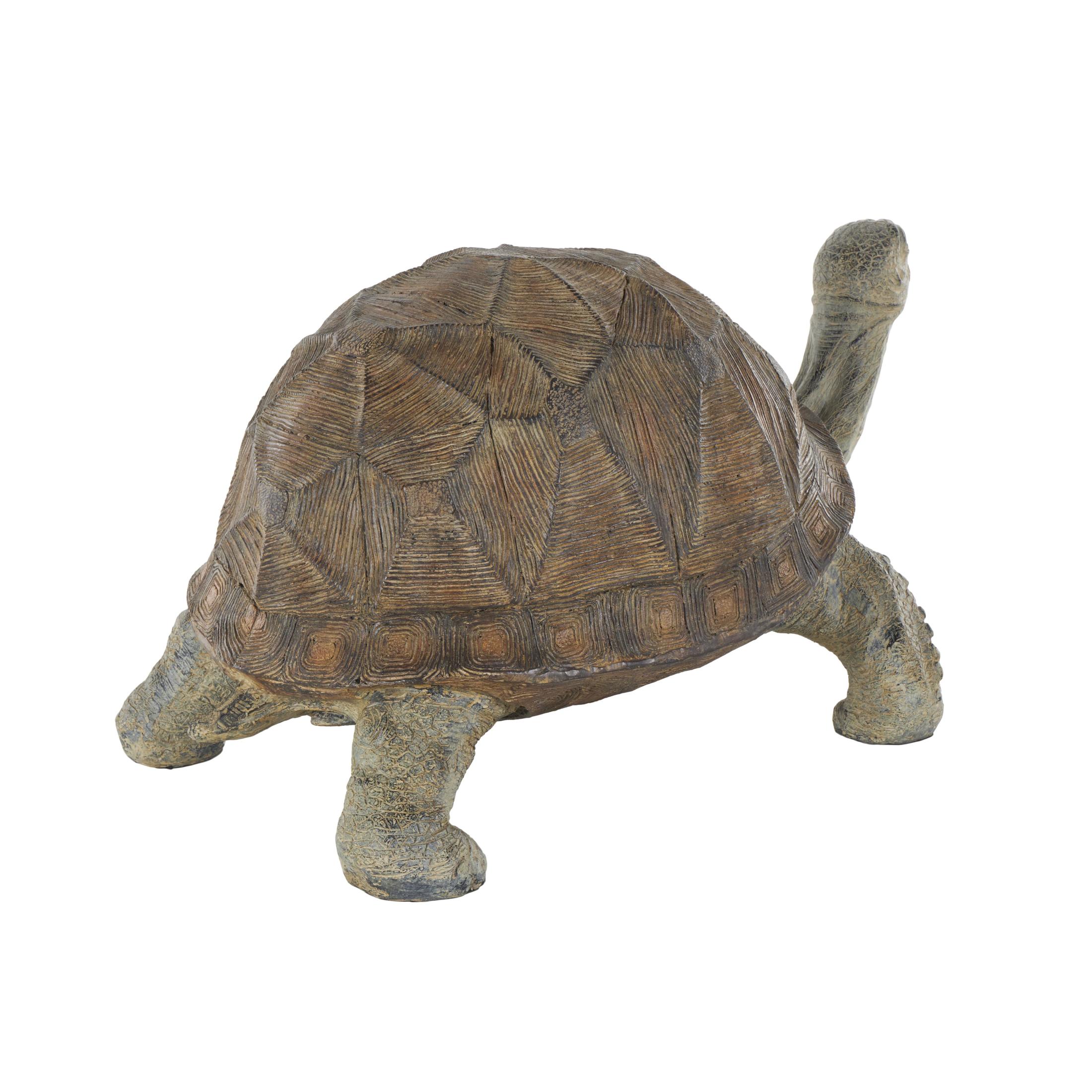 DecMode 13" Distressed Textured Turtle Garden Sculpture with Patterned Shell