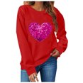 thumbnail image 1 of Cadeaux de Printemps TIMIFIS Valentines Day pour Elle Cœur Chandail pour Femmes Mode Mignon Imprimé Amour Col Rond Chandails en Molleton Décontractés Manches Longues Tenues Printemps Automne - Printemps/été, 1 of 4