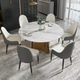 thumbnail image 2 of LovingAHome 53'' Round Faux Marble Dining Table for 6, White Sintered Stone Top with Gold Pedestal, 2 of 7