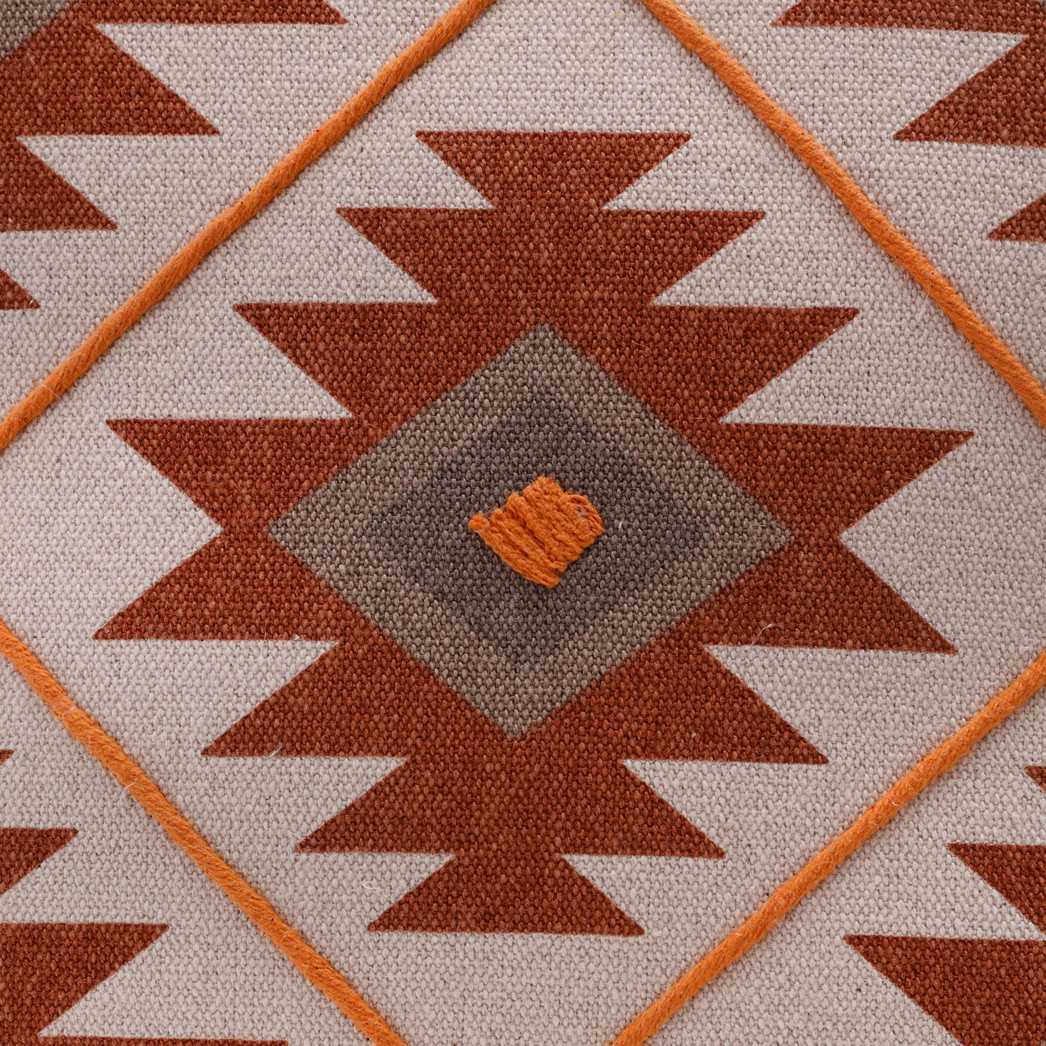Harlow Hill 20" x 20" Rust/Off-White Geometric Cotton Adult Decorative Throw Pillow Cover