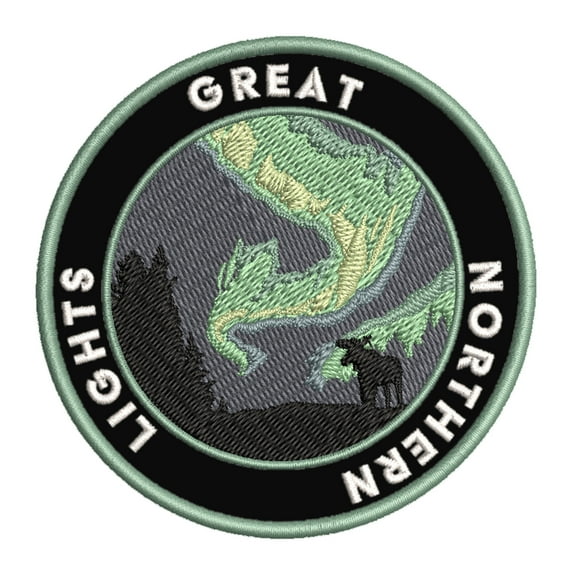 Great Northern Lights 3.5 Inch Iron Or Sew On Embroidered Fabric Badge Patch Seek Adventure, National Park Iconic Series