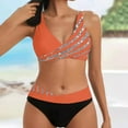 thumbnail image 2 of WREESH Womens Two Piece Swimsuit Bikini Set Summer Print Swimsuit Fashion Swimwear Beachwear Bikini Siamese Bathing Suit Orange, 2 of 8
