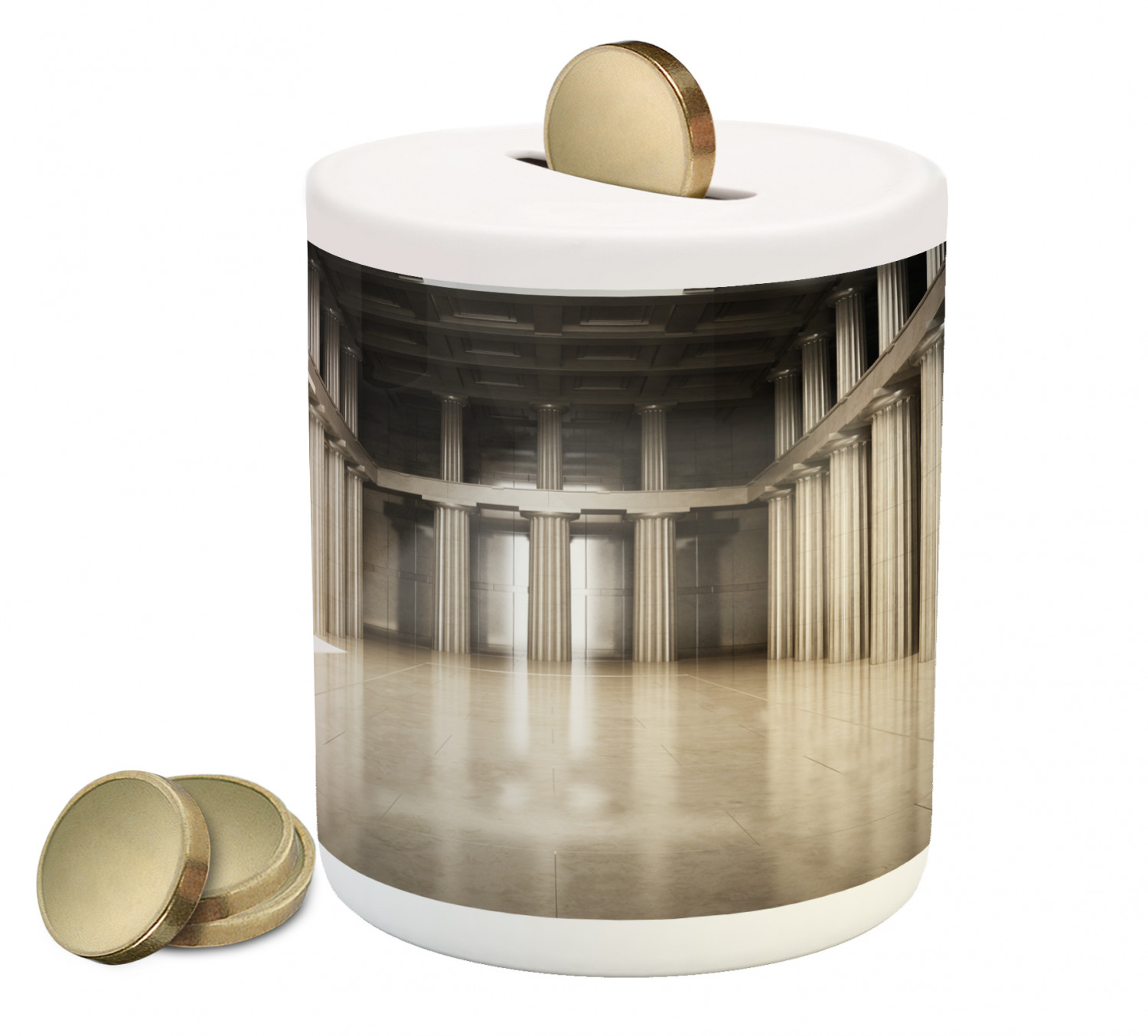 Pillar Piggy Bank, 3D Model Style Column Interior in Empty Room Digital ...