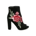 thumbnail image 2 of New Women Wild Diva Morris-03C Peep Toe Rose Embroidered Chunky Heel Bootie, 2 of 5