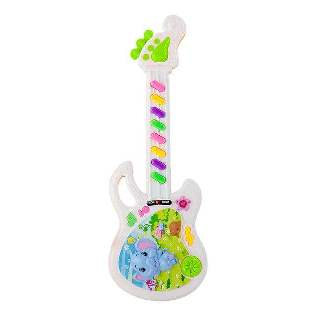 Kids Handheld Musical Electronic Toy Guitar Light Up Sound Effects Green Orange Elephant Baby Instrument Gift