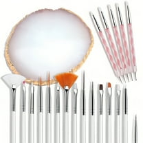 WuPing Nail Art Design Tools, 15pcs Painting Brushes Set with 5pcs 2-way Dotting Pens and Palette