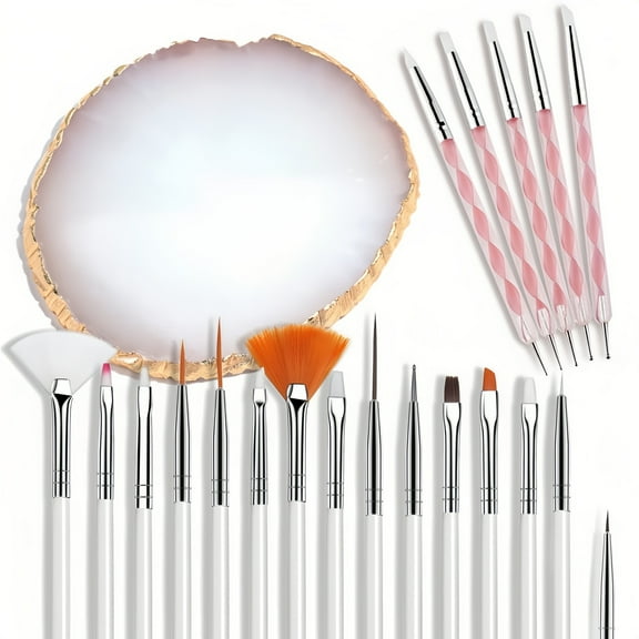 WuPing Nail Art Design Tools, 15pcs Painting Brushes Set with 5pcs 2-way Dotting Pens and Palette