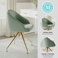 thumbnail image 3 of Martha Stewart Upholstered Stationary Office Chair in Sage/Polished Brass, 3 of 12