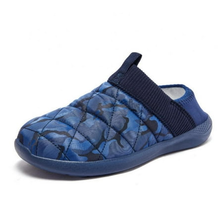 

Round Head Home Cotton Shoes Solid Color Indoor Floor Shoes Platform Flats Casual Cotton Slippers Plush Slippers