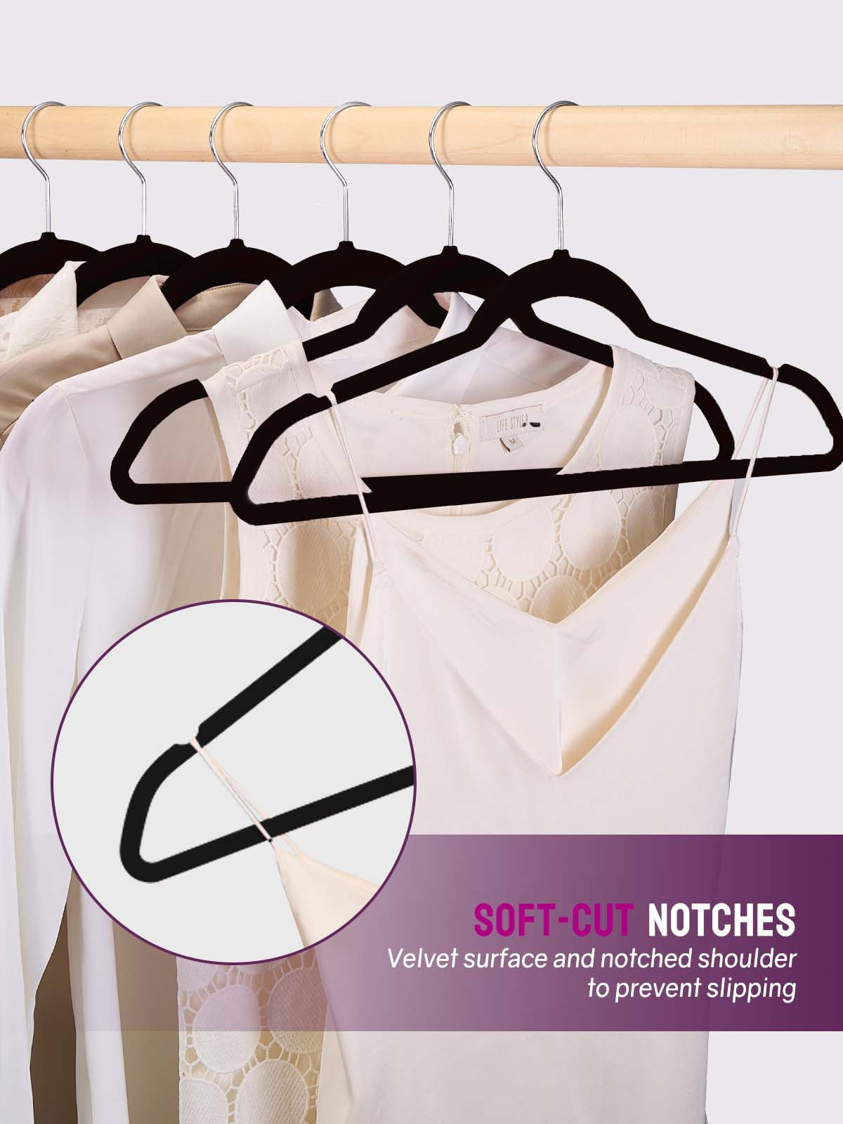 Cozymood Black Velvet Hangers 60 Pack, Premium Clothes Hangers Non-Slip Felt Hangers, Sturdy Black Hangers Heavy Duty Coat Hangers, Durable Suit Hangers for Space Saving,