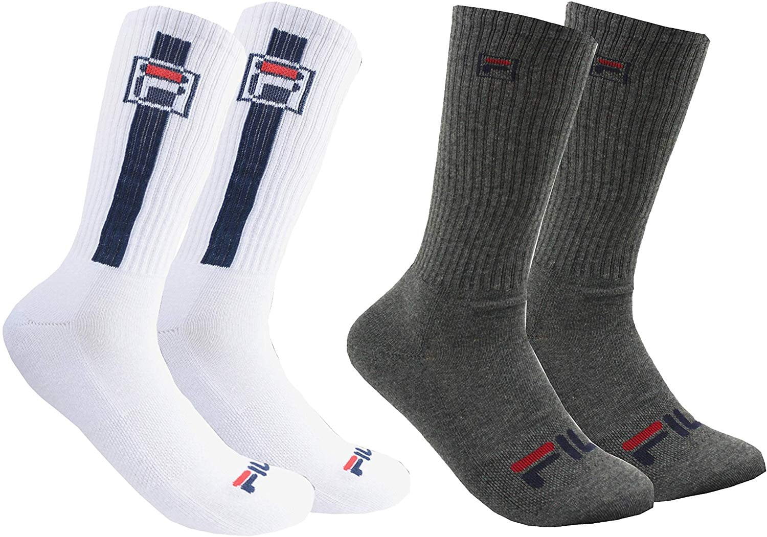 FILA Fila Unisex 2Pack Half Cushion Crew Socks (Large