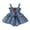 Blue, variant on QUOTAY Baby Girls Strawberry Print Denim Dress Sleeveless Summer Casual Outfit for Baby Girl Romper Style Blue,0-6 Months