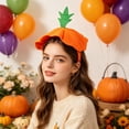 thumbnail image 3 of Hyknon Halloween Pumpkin Hat Headband, Cute Pumpkin Hair Hoops with Orange Green Top Hat, Soft Pumpkin Hat Headwear, Reusable Comfortable Hair Hoops Costume Accessory for Cosplay Dress Up Party, 3 of 3