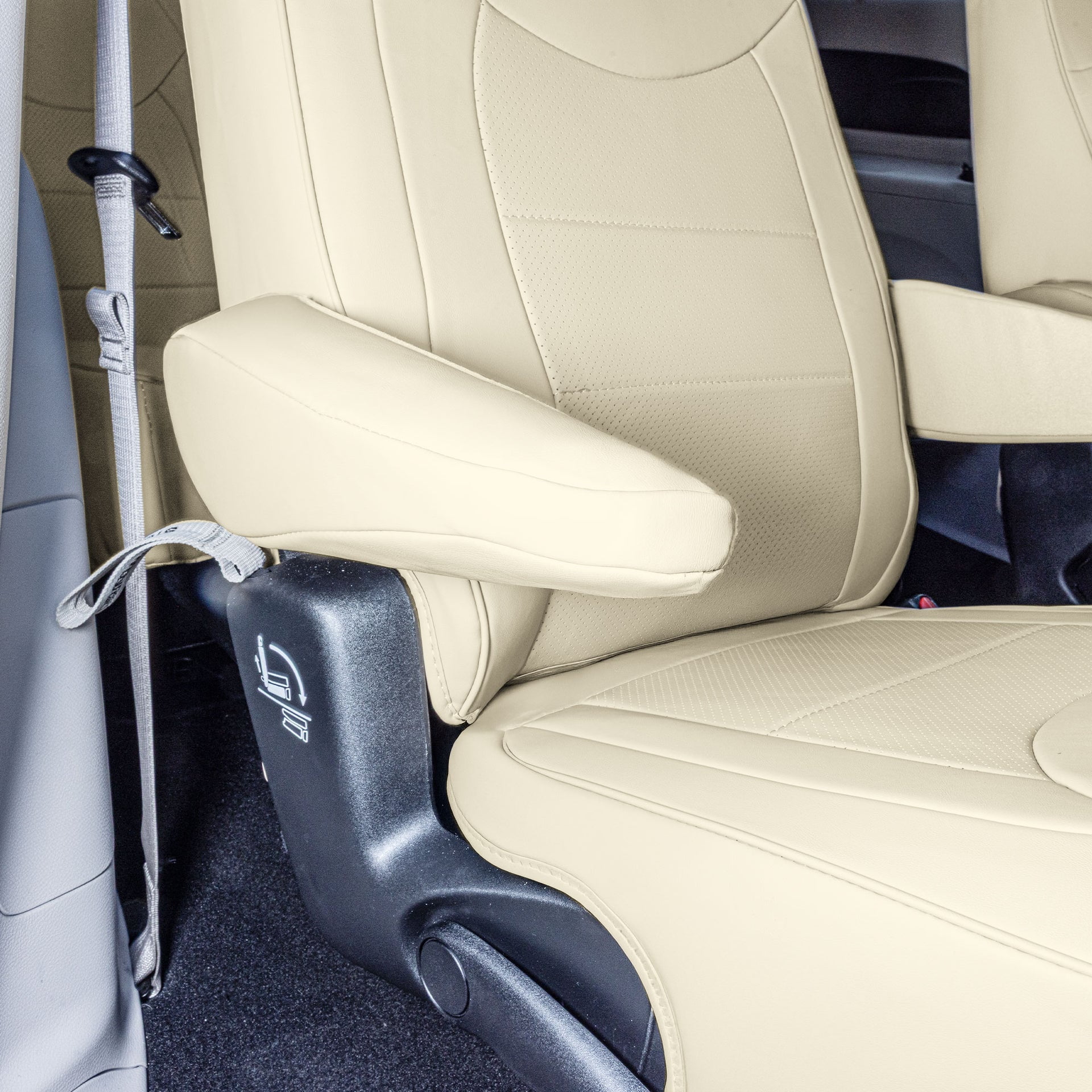 For Chrylsler Pacifica 2017-2025 FH Group Custom Fit Car Seat Covers [2nd Row - Non-Hybrid Smaller Button] Solid Beige