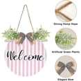 thumbnail image 2 of Coolnut Strips Of Pink and White Front Door Round, Hanging Welcome Sign, Front Door for Home, Farmhouse, Porch, Wall Hanging, Outdoor Home Decor, 2 of 7