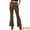 Coffee, variant on DARING DIVA Women's Faux Leather Flared High Waist Bell Bottom PU Trousers XS Black