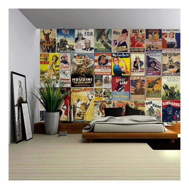 Wall26 Classic Movie Posters Collage Peel & Stick Wallpaper, 66 Wall26 Classic Movie Posters Collage Peel & Stick Wallpaper, 66
