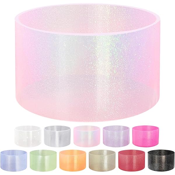 wonima44 Jelly Luster Glitter Silicone Transparent Boot for Stanley 20-40oz, Compatible with Hydro Flask or Other Water Bottle Tumbler, 2.85-3.0 inch Protective Anti-Slip Bottom Sleeve Cover