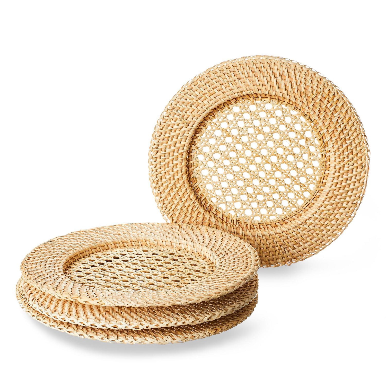 FRAÎCHE Spring Round Rattan Placemats, 4 pack, One Size