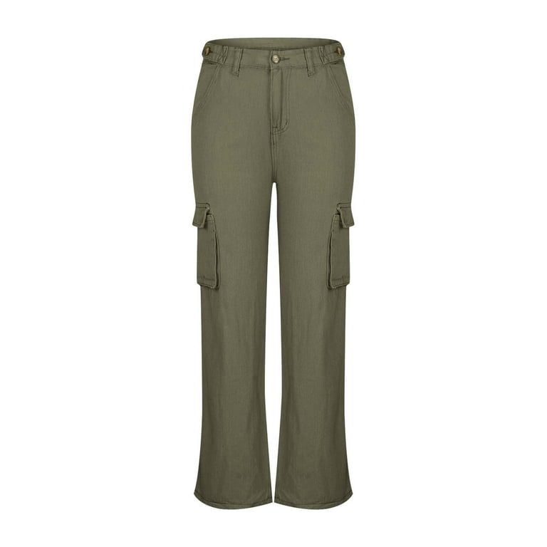 XFLWAM Women's High Waisted Cargo Baggy Jeans Flap Pocket XFLWAM Women's High Waisted Cargo Baggy Jeans Flap Pocket
