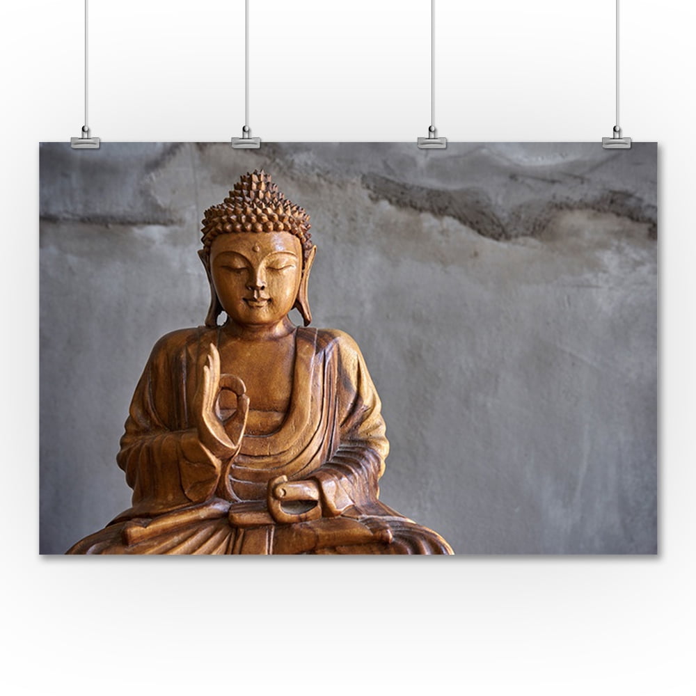 Wooden Buddha Statue Photography A90194 (36x54 Giclee Gallery Print
